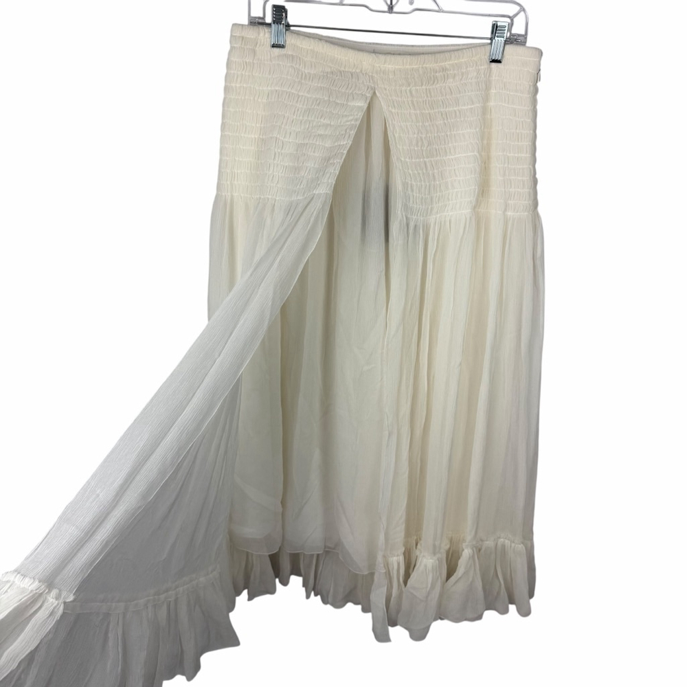 Chloe 100% Silk Smocked Maxi Skirt Iconic Milk Ivory Double Layer NWT US 8–10 - Picture 3 of 13